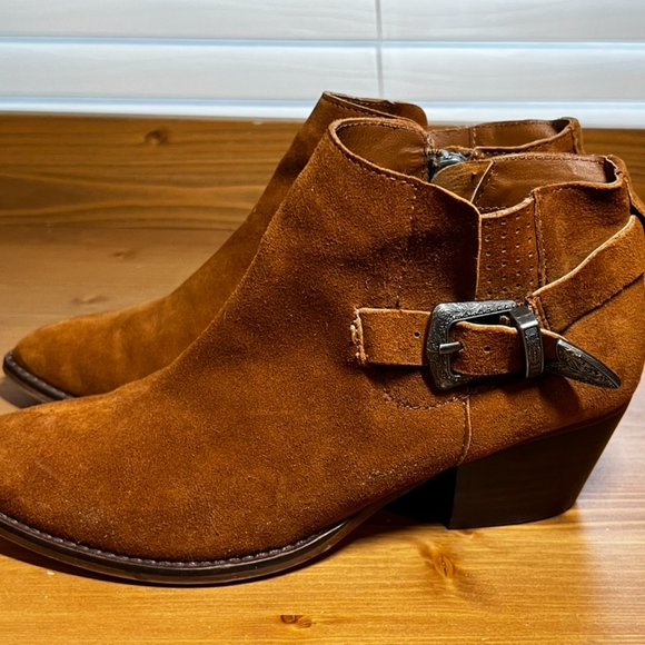 Steve Madden Cassie Ankle Boots Cognac Suede 8 - Picture 7 of 9